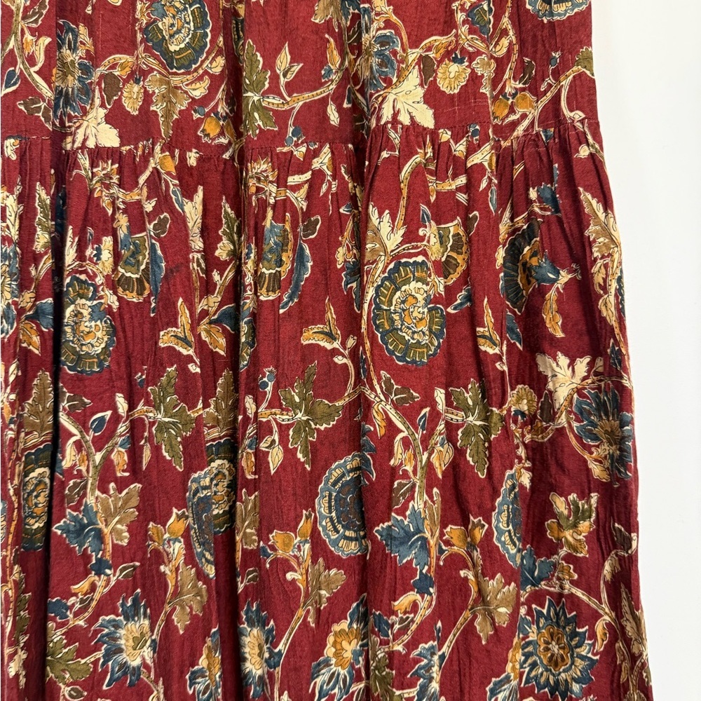 Vintage On the Verge Woman’s Sz Small Floral Boho Maxi Skirt - Red and Gold Farm - Picture 2 of 7